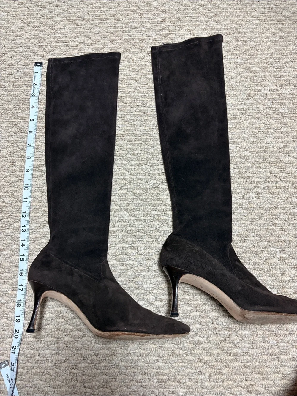 Manolo Blahnik Black Suede Over-the-Knee Stiletto Boots